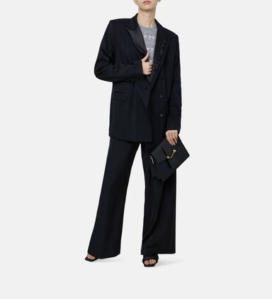 Satin Lapel Double-breasted Jacket
