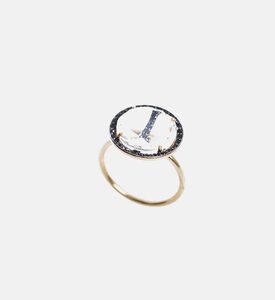 خاتم ذهب بتوباز أسود عيار 18 قيراط