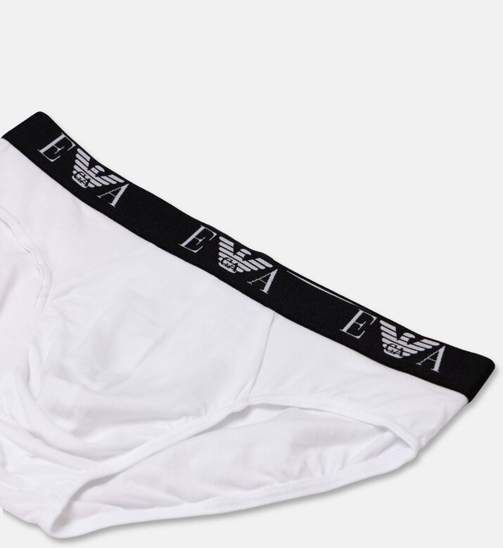 Emporio Armani Logo-waistband 3-pack Low-rise Briefs, White, Xl, Packshot View