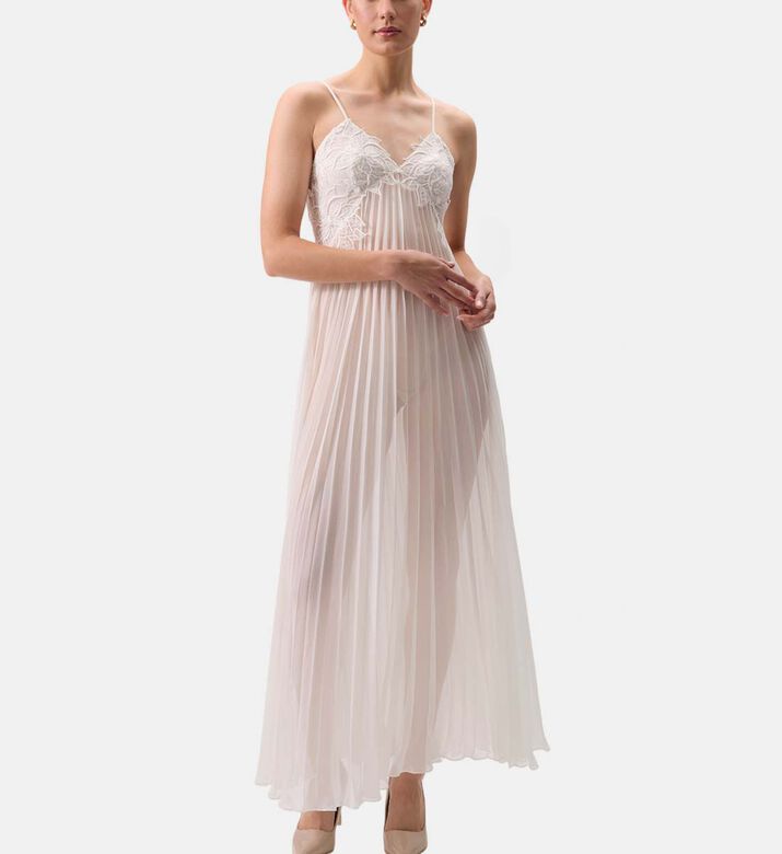 Rya Delight Floral-embroidery Flared Night Dress, Model View