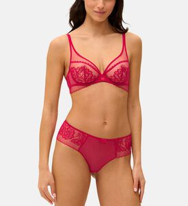 سروال داخلي شورت بخصر منخفض منسوج بدون خياطة بتطريز أزهار