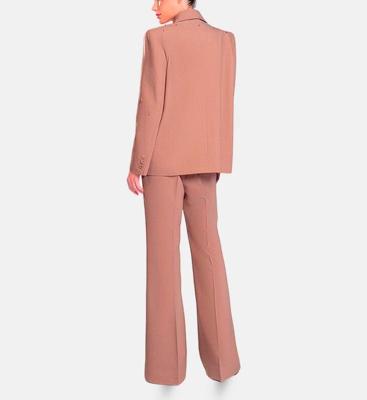 Michael Cinco Rhinestone-embellished Long-sleeve Blazer, Light-brown, Xl, Model View