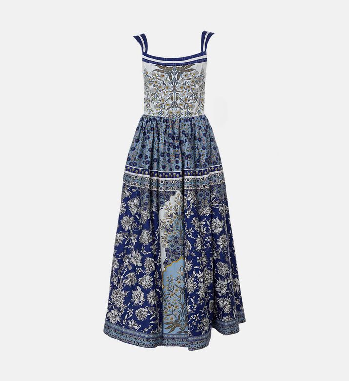 Floral-print Sleeveless Flared Dress Floral-print Sleeveless Flared Dress
