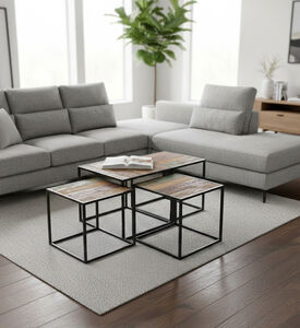 Home Deco and More Quadro Round Top Wooden Coffee Table, Packshot View