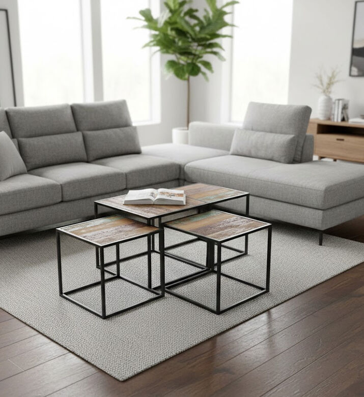 Home Deco and More Quadro Round Top Wooden Coffee Table, Packshot View