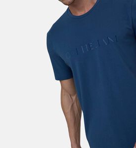 تيشيرت قطن جيرسيه بياقة مستديرة بقصة مرنة