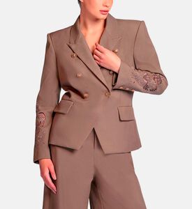 Michael Cinco Floral-embroidery Regular-fit Suit Set, Light-brown, Xl, Model View