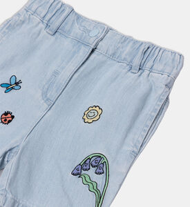 شورت دنيم بتطريز غرافيكي