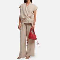 Linen V-neck Wrap Blouse