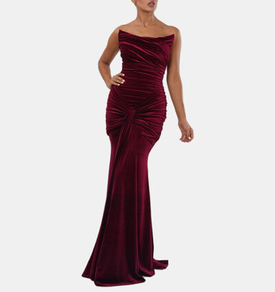 Satin Draped Bodice Mermaid Gown