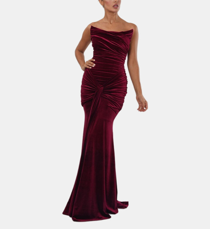 فستان ساتان بقصة حورية بحر بصدار درابيه