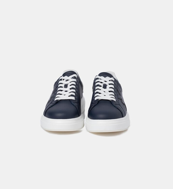 Contrasting Logo Leather Sneakers Contrasting Logo Leather Sneakers