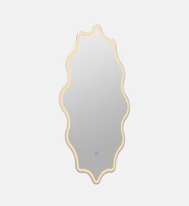 مرآة حمام دائرية مضاءة بحافة متموجة