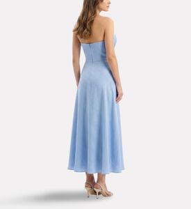 Savanna Linen Draped Sweetheart Dress, Model View