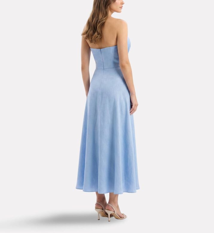 Savanna Linen Draped Sweetheart Dress, Model View