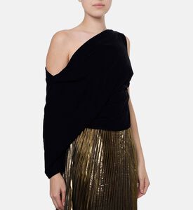 Blue For Burgundy Draped One-shoulder Top, Model View