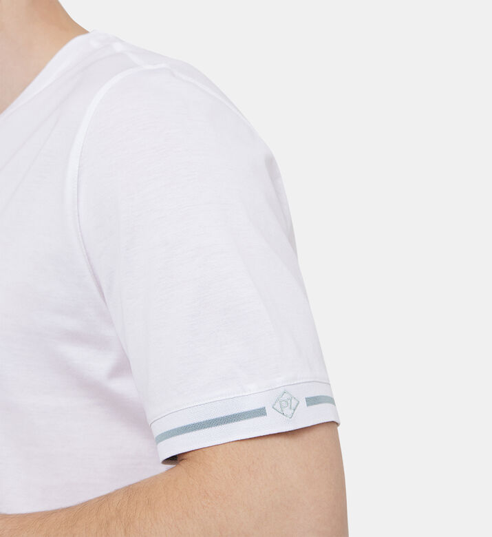 تي شيرت قطن بأساور مخططة