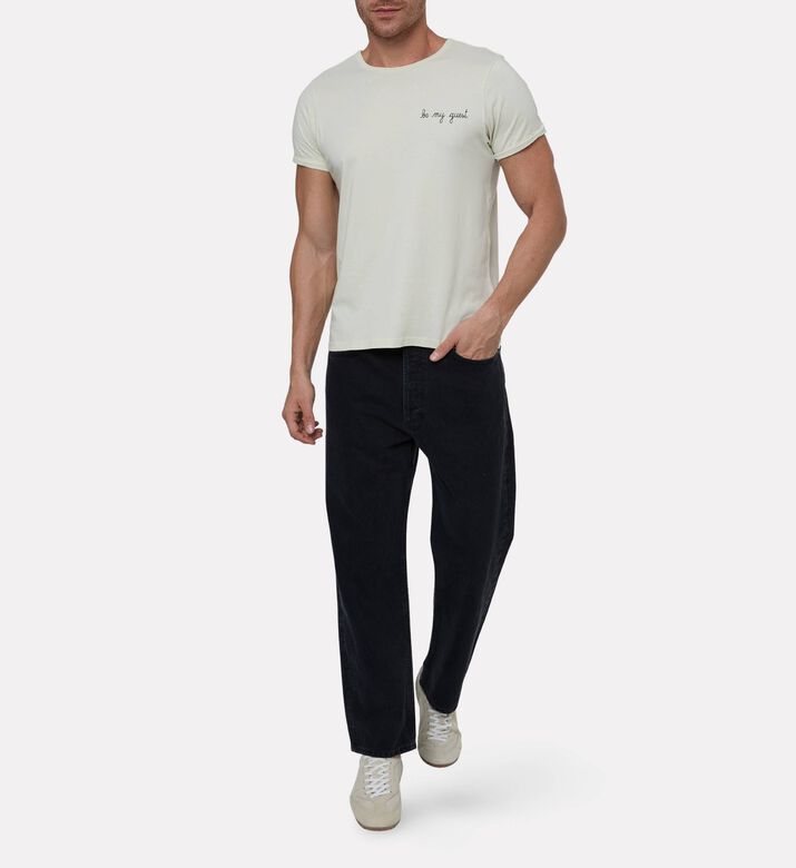Maison Labiche Poitou Be My Guest Embroidered T-shirt, Off-white, L, Model View