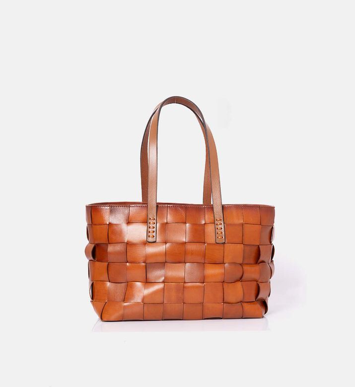 Dragon Diffusion Japan Handwoven Leather Tote Bag, Light-brown, Packshot View