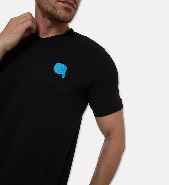 Karl Lagerfeld Jersey Cotton Embroidered Chest Emblem T-shirt, Model View