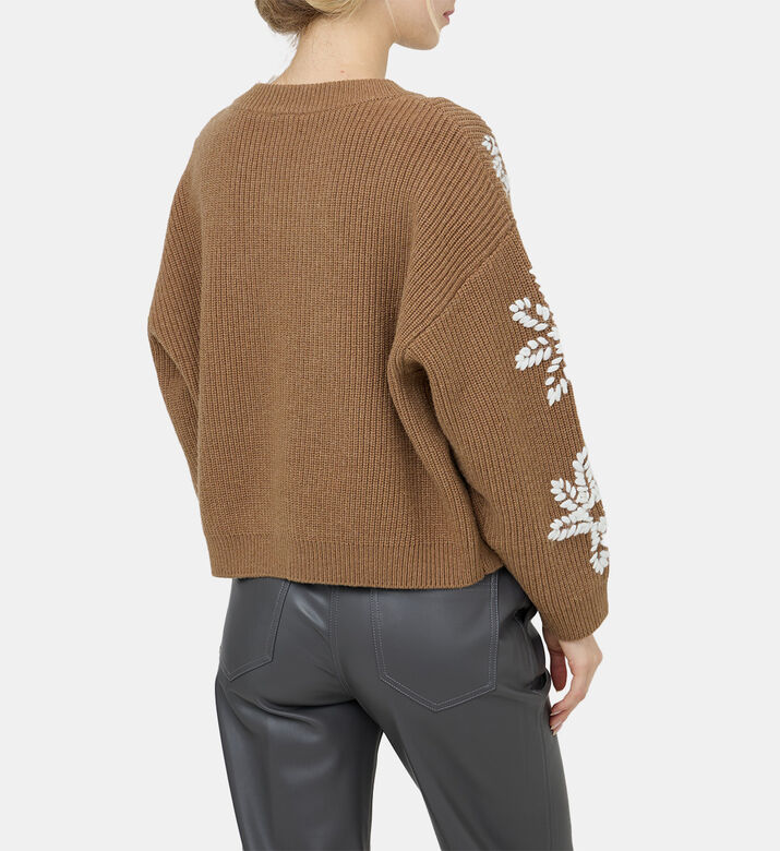 Floral Embroidered Wool Sweater