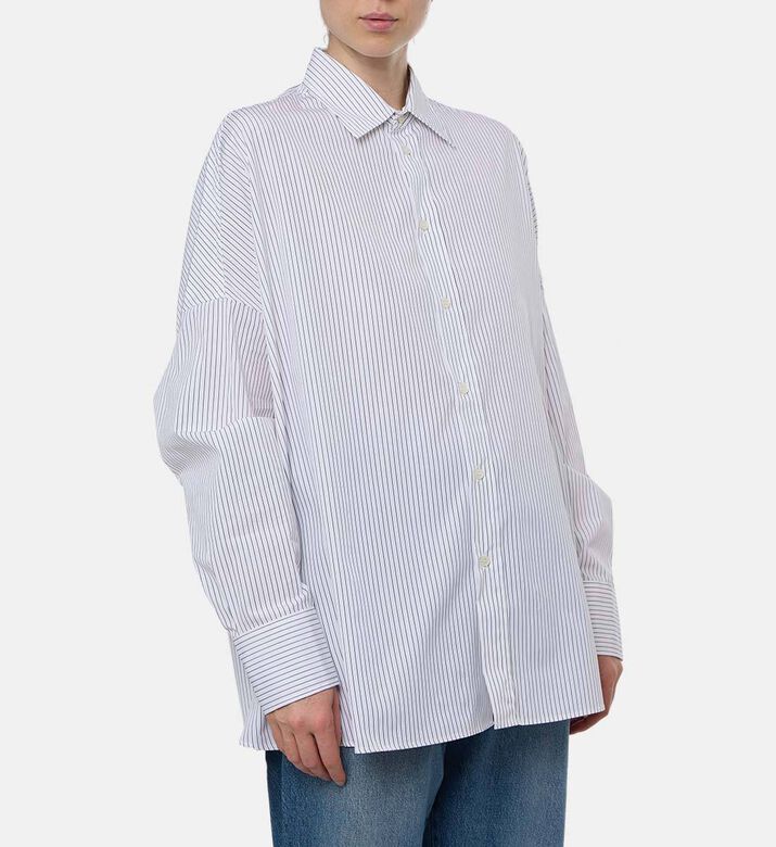 Plan C Stripe-print Button Closure Shirt, Model View