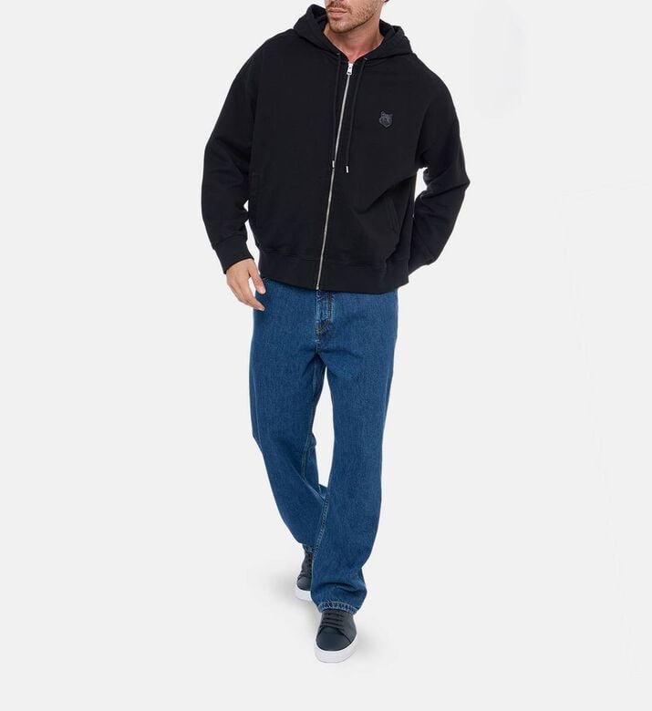 Maison Kitsune Casual Zip Fastening Hooded Sweater, Black, S, Model View