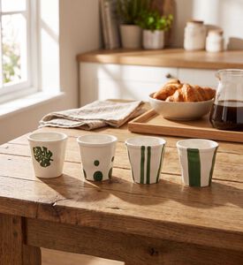 Easy Life Artisan 4-piece Coffee Cup Set, Green, Model View