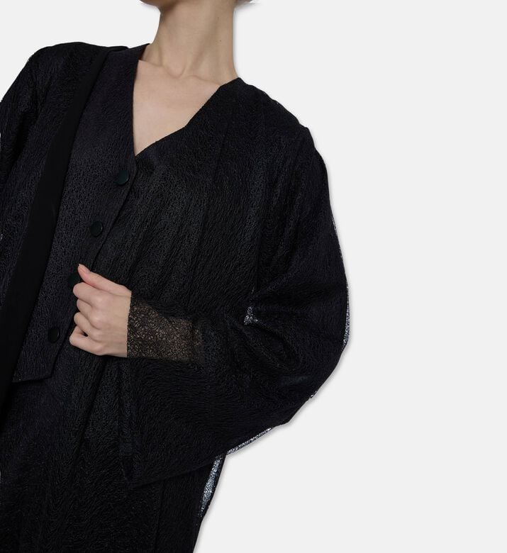 BARG Lace Overlay Matching Scarf A-line Abaya, Model View