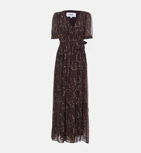 فستان واسع بأكمام قصيرة بطبعة أزهار