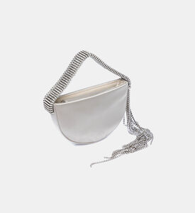 حقيبة يد ساتان بمقبض بحجر راين