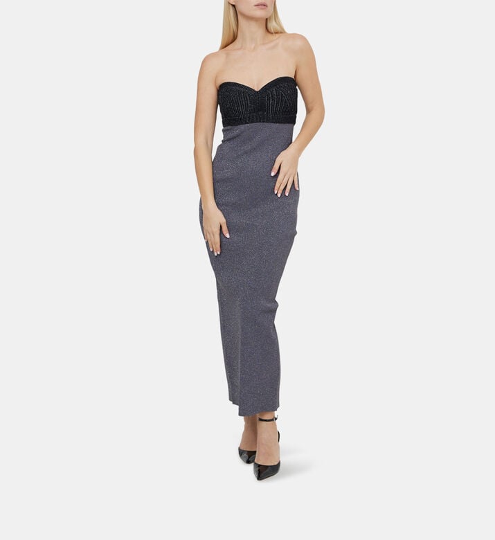 Mixed Gauge Metallic Strapless Gown Mixed Gauge Metallic Strapless Gown