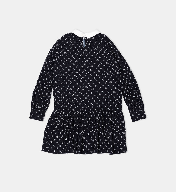 Stars-print Pointed Collar Flared Dress Stars-print Pointed Collar Flared Dress