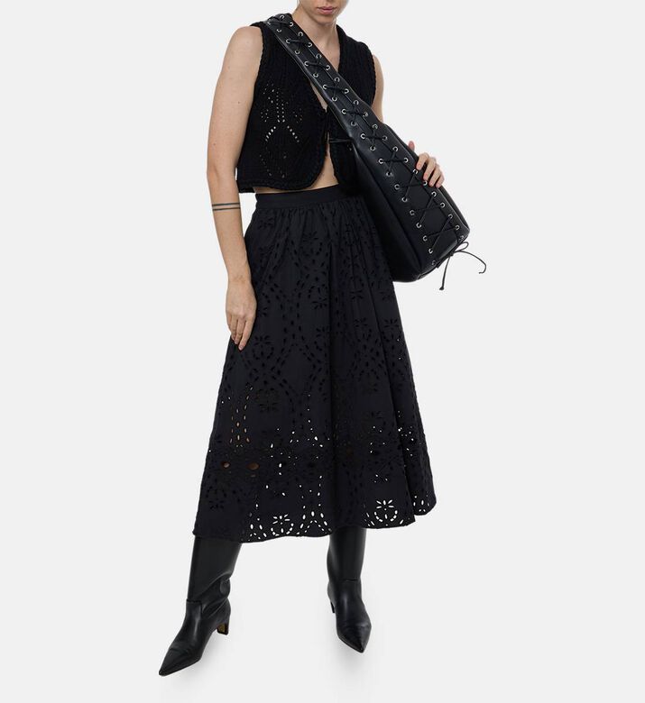 Ba and Sh Bela All-over Broderie Anglaise A-line Midi Skirt, Model View