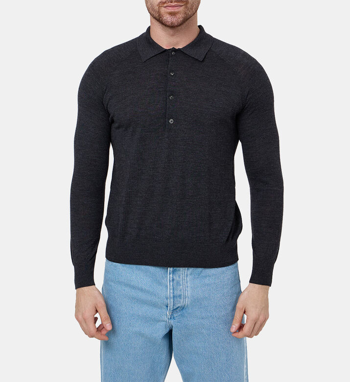 قميص بولو بلاتو صوف محبوك قميص بولو بلاتو صوف محبوك