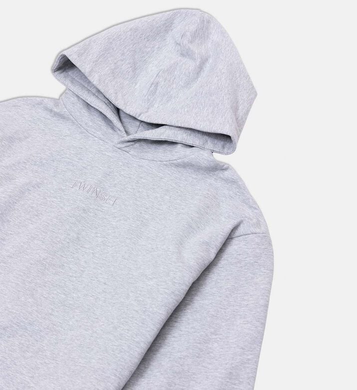 Knit Hooded Long-sleeve Sweatshirt