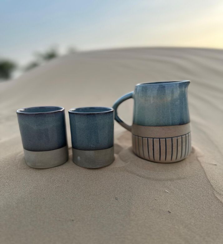 Tohfa Luxe Luxe Seaside Earth Handcrafted Jug Glass Set, Packshot View