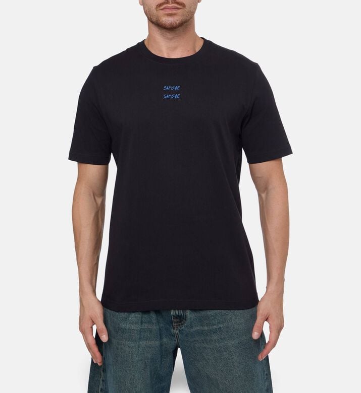 Samsoe Sacards Logo-embroidery Crewneck T-shirt, Model View