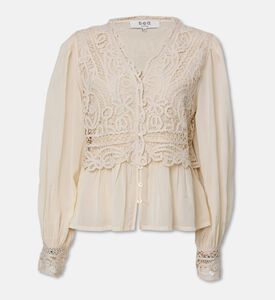 Sea NY Adelina Lace Button-front Peplum Top, Packshot View