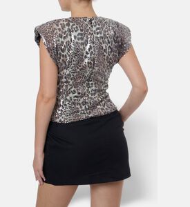 Ganni Sequined Leopard-print Top, Model View