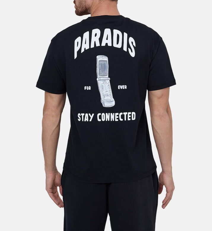 تيشيرت قطن بتطريز شعار بياقة مستديرة