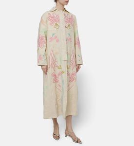 Forte-Forte Floral-embroidery Button Closure Coat, Model View