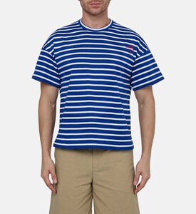 تيشيرت بياقة دائرية مخططة قطن