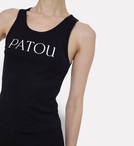 Patou Iconic Printed Logo Tank Top, Black, L, Model View
