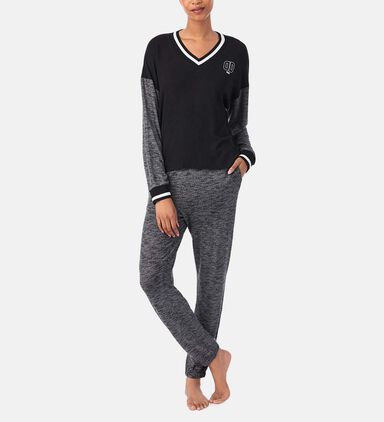 V-neck Top Joggers Pajama Set