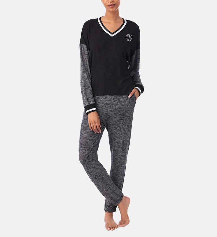 V-neck Top Joggers Pajama Set