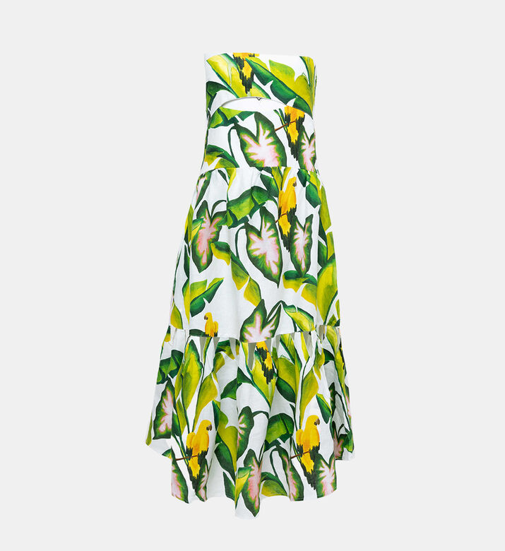 Summer Foliage Strapless Midi Dress Summer Foliage Strapless Midi Dress