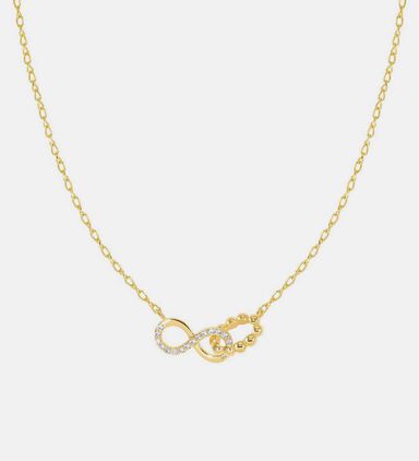 Lovecloud Silver Cubic Zirconia Infinity Yellow Gold Necklace