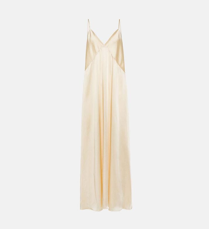 Satin Pinstriped V-neck Slip Dress
