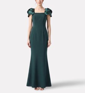 Savanna Leaf Appliqu&eacute; Off-shoulder Gown, Green, Xl, Model View